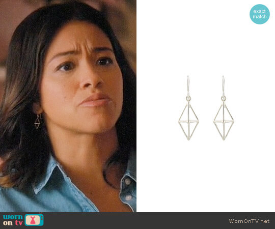 Peggy Li Triangle Cage Earrings in Short / Silver worn by Jane Villanueva (Gina Rodriguez) on Jane the Virgin