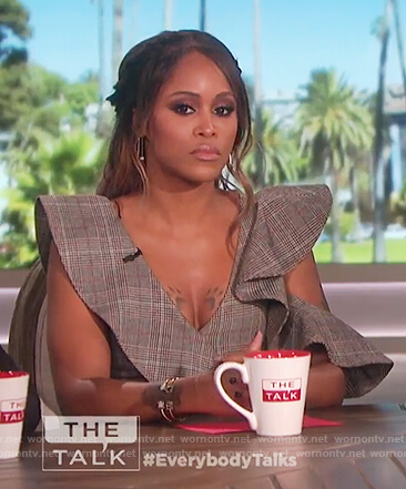 Eve’s plaid ruffle asymmetric hem dress on The Talk