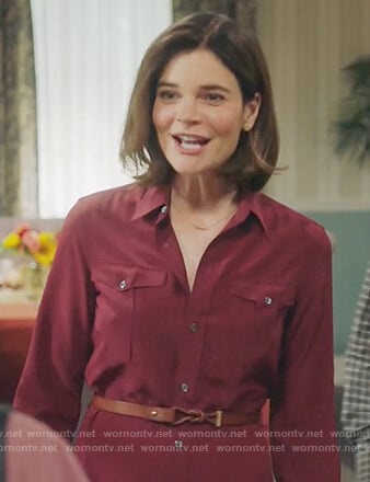Heather’s red shirtdress on Life in Pieces