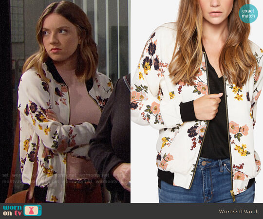 Sanctuary Woodlands Floral-Print Bomber Jacket worn by Coco Spectra (Courtney Grosbeck) on The Bold and the Beautiful