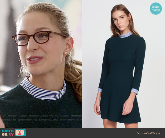 Sandro Gigi Dress with Striped Details worn by Kara Danvers (Melissa Benoist) on Supergirl