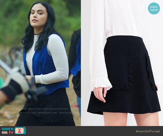 Sandro Ruffled Detail Knitted Skirt worn by Veronica Lodge (Camila Mendes) on Riverdale