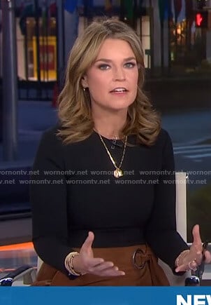 Savannah’s brown wrapped skirt on Today