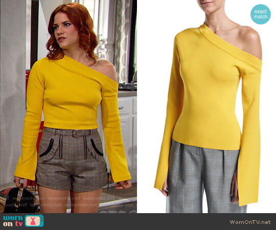 Solace London Mariette Top in Yellow worn by Sally Spectra (Courtney Hope) on The Bold and the Beautiful