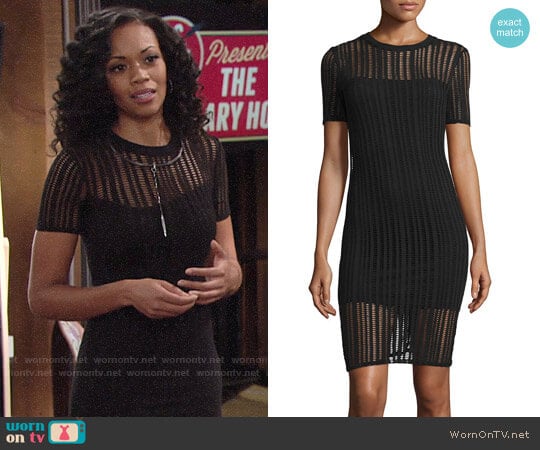 T By Alexander Wang Short-Sleeve Jacquard Sheath Dress worn by Hilary Curtis (Mishael Morgan) on The Young and the Restless