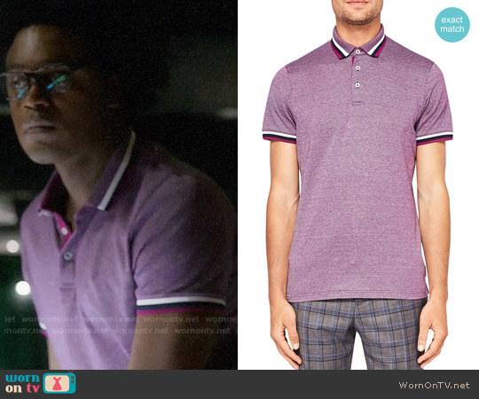 Ted Baker Bates Polo Shirt in Purple worn by Curtis Holt (Echo Kellum) on Arrow