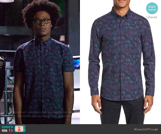 Ted Baker Karaf Shirt in Navy worn by Curtis Holt (Echo Kellum) on Arrow