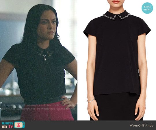 Ted Baker Tillda Top in Black worn by Veronica Lodge (Camila Mendes) on Riverdale