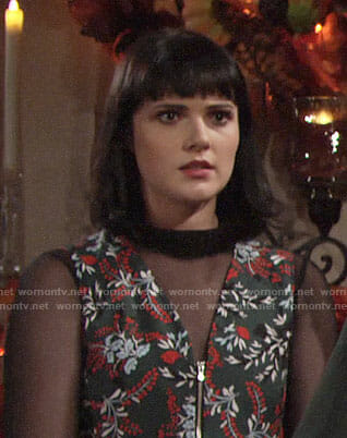Tessa’s floral zip front jumpsuit on The Young and the Restless