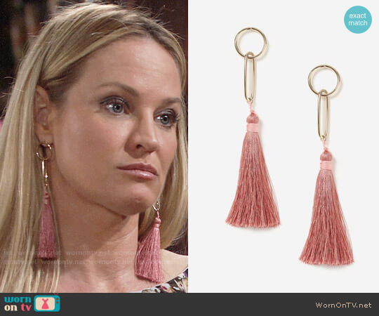 Topshop Link Tassel Earrings worn by Sharon Newman (Sharon Case) on The Young and the Restless
