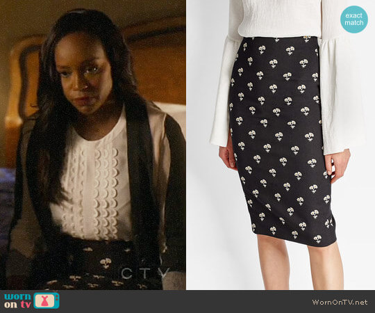 Victoria Beckham Embroidered Pencil Skirt worn by Michaela Pratt (Aja Naomi King) on How to Get Away with Murder