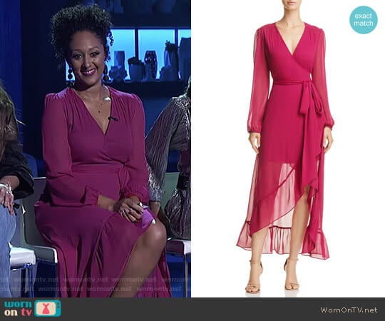 Wayf Only You Ruffle Wrap Dress worn by Tamera Mowry on The Real