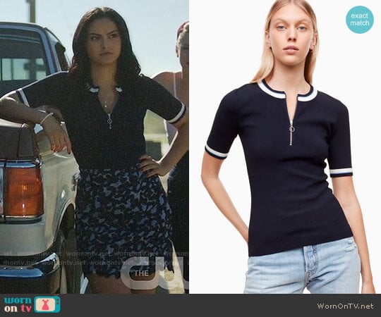 Wilfred Free Hyun Top in Starboard/Oak/Pty Blue worn by Veronica Lodge (Camila Mendes) on Riverdale