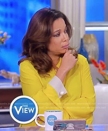 Sunny’s yellow pearl embellished top on The View