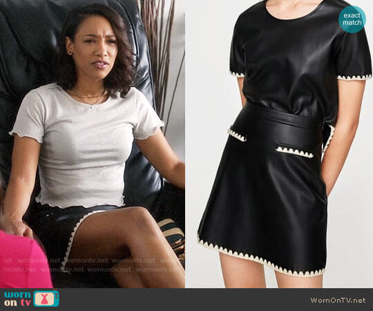Zara Contrasting Faux Leather Mini Skirt