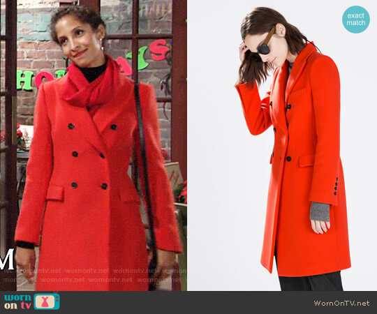 Zara Double Breasted Coat worn by Lily Winters (Christel Khalil) on The Young and the Restless