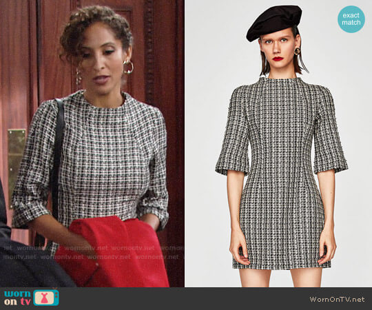 Zara Two Tone Tweed Dress worn by Lily Winters (Christel Khalil) on The Young and the Restless