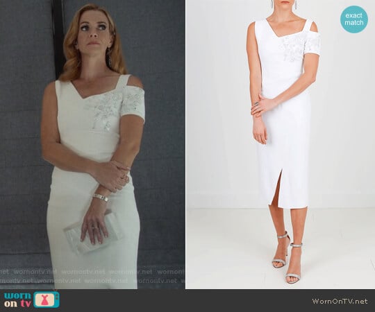 Antonio Berardi Off Shoulder Embroidered Dress worn by Leslie Dean (Annie Wersching) on Marvels Runaways