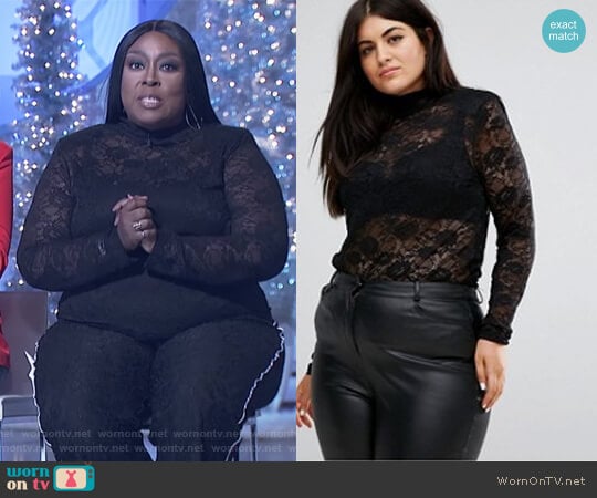 ASOS Top in Lace with Shoulder Pad worn by Loni Love on The Real