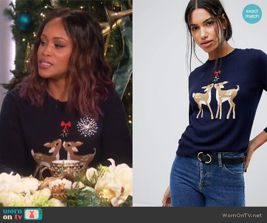 ASOS Warehouse Holidays Reindeer Sweater worn by Eve on The Talk