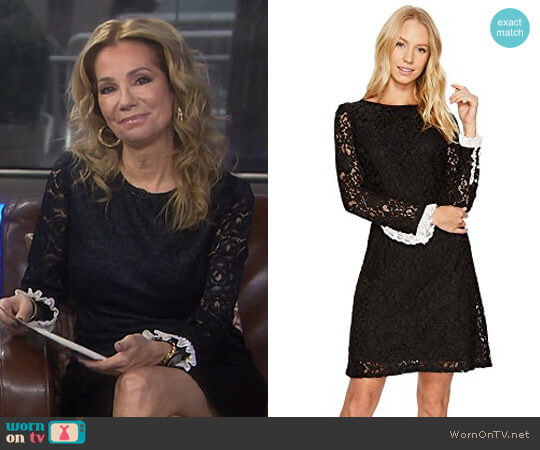 Adrianna Papell Lace Shift Dress with Long Sleeves worn by Kathie Lee Gifford on Today