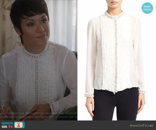Alice + Olivia Arminda Ruffled Blouse worn by Anika Calhoun (Grace Gealey) on Empire