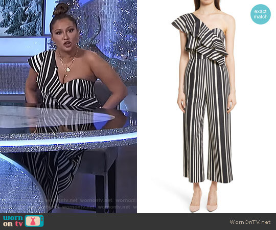 Alice + Olivia Sabeen Jumpsuit worn by Adrienne Houghton on The Real