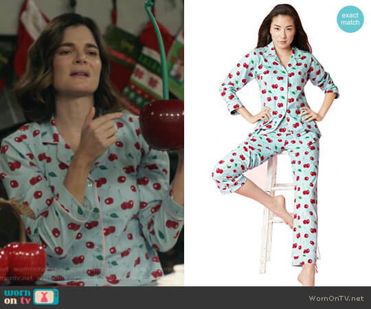 BedHead Pajamas Cherry Hearts Stretch Classic PJ Set worn by Heather Hughes (Betsy Brandt) on Life in Pieces