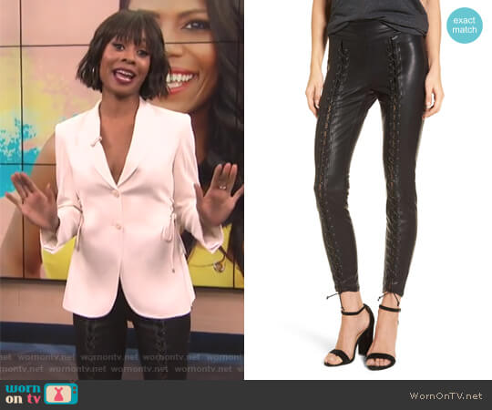 BlankNYC Lace-Up Faux Leather Pants worn by Zuri Hall on E! News