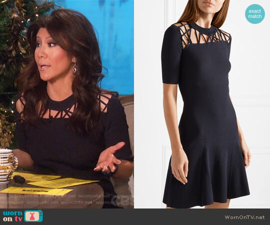 Cushnie et Ochs Frances cutout ribbed stretch-knit mini dress worn by Julie Chen on The Talk
