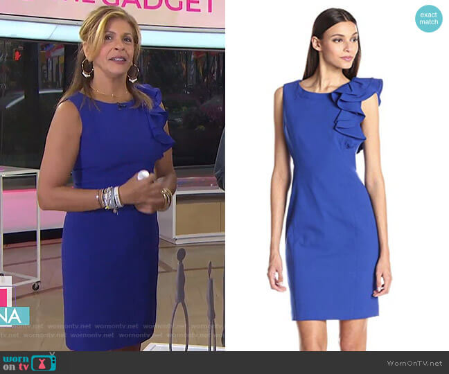 Calvin Klein Sleeveless Ruffle Shoulder Dress worn by Hoda Kotb on Today