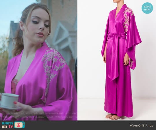 Carine Gilson Lacy Long Kimono worn by Fallon Carrington (Elizabeth Gillies) on Dynasty