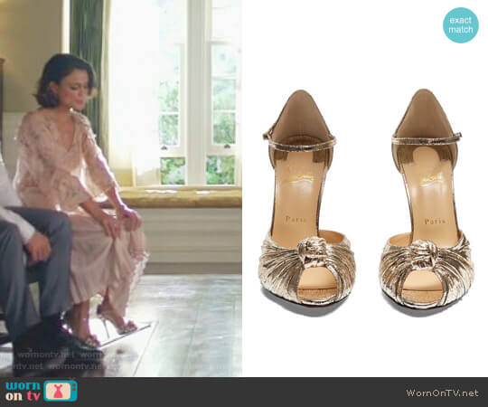 Christian Louboutin Marchavekel Sandals worn by Cristal Flores (Nathalie Kelley) on Dynasty