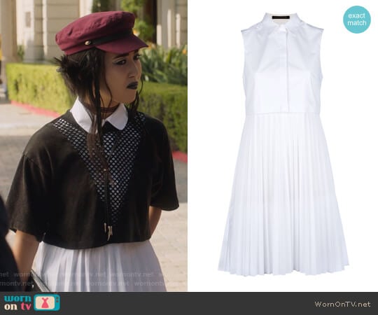 Christopher Kane White Pleated Skirt Shirt Dress worn by Nico Minoru (Lyrica Okano) on Marvels Runaways