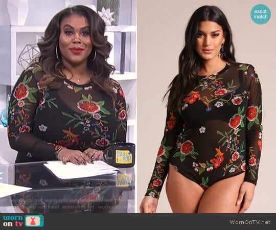 Deb Shops Floral Mesh Bodysuit worn by Nina Parker on E! News
