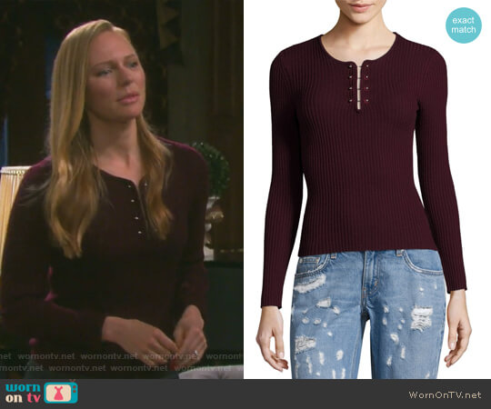 Derek Lam 10 Crosby Barbell Rib-Knit Wool Pullover worn by Abigail Deveraux (Kate Mansi) on Days of our Lives