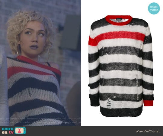 Diesel Distressed Striped Sweater worn by Star Davis (Jude Demorest) on Star