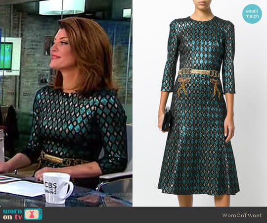 Dolce & Gabbana Abito Herlequin Print Dress worn by Norah O'Donnell on CBS Mornings