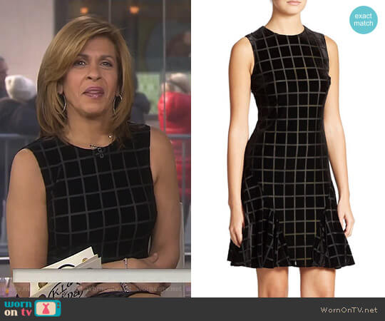 Donna Morgan Velvet Window Pane Pattern Dress worn by Hoda Kotb on Today