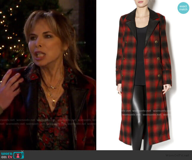 Free People Duster Buffalo Plaid worn by Kate Roberts (Lauren Koslow) on Days of our Lives