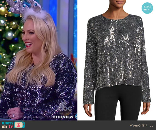 Equipment Abilene Crewneck Long-Sleeve Chrome Sequin Top worn by Meghan McCain on The View