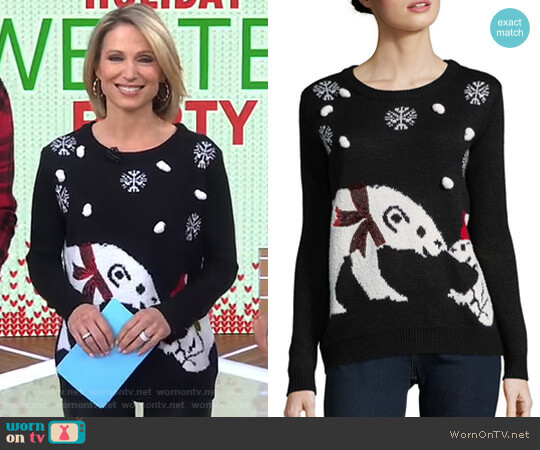 Faith & Zoe Graphic Roundneck Sweater worn by Amy Robach on Good Morning America