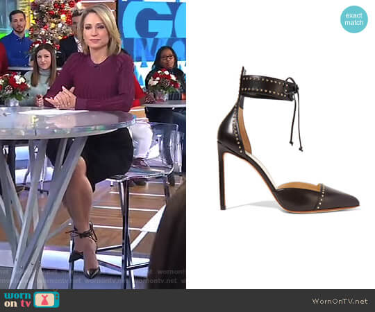 Francesco Russo Studded leather pumps worn by Amy Robach on Good Morning America
