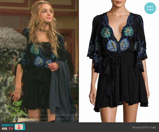 Free People Cora Embroidered Mini Dress worn by Claire Brady (Olivia Keegan) on Days of our Lives