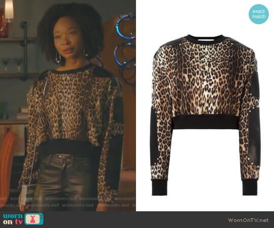 Givenchy Leather Panel Cropped Jumper worn by Monica Colby (Wakeema Hollis) on Dynasty