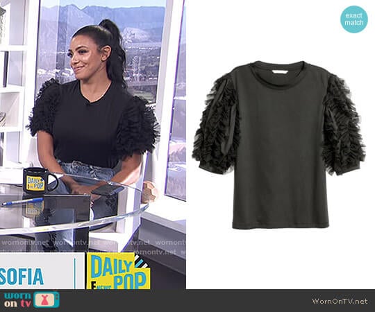 H&M Top with Mesh Ruffles worn by Julissa Bermudez on E! News