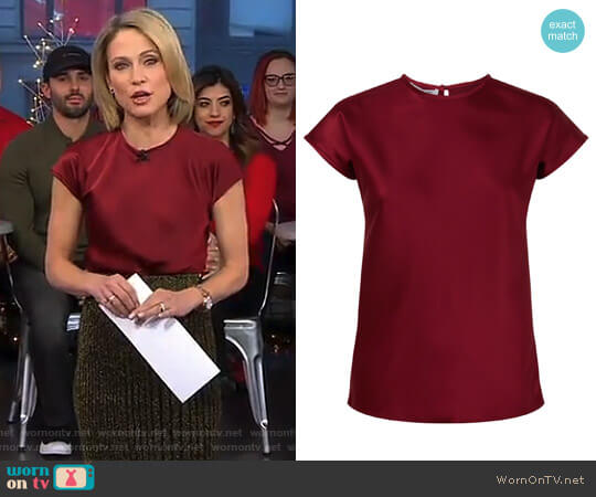 Helmut Lang Satin Shell Top worn by Amy Robach on Good Morning America