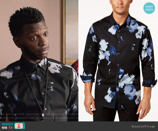 INC International Concepts Mens Abstract Floral Shirt worn by Jermaine Leforge (Bernard David Jones) on The Mayor