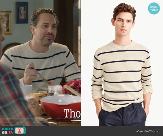 J. Crew Cotton-wool crewneck sweater in wide stripe worn by Matthew Short (Thomas Sadoski) on Life in Pieces