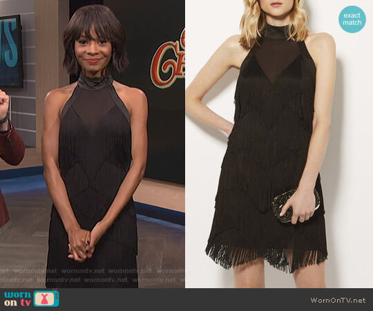Karen Millen Fringed Tassel Dress worn by Zuri Hall on E! News